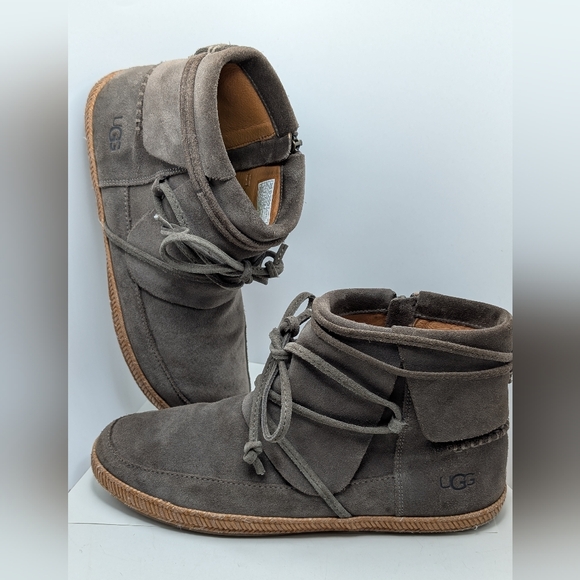 Ugg Shoes - UGG Reid Grey Thunder Bootie Moccasin